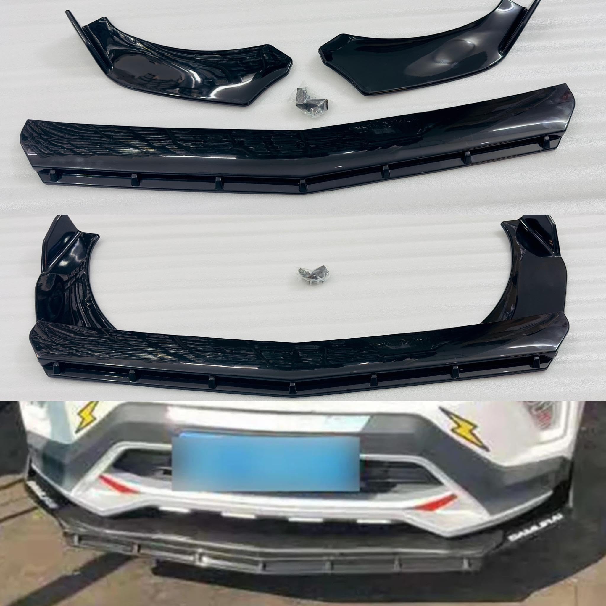 3PC Splitter 7 Dot Rocket ABS Car Front Bumper Splitter Diffuser Splitter Universal Durable Car Front Lip Chin Body Kit Bumper Lip Splitter 3PC/Set-picture-15