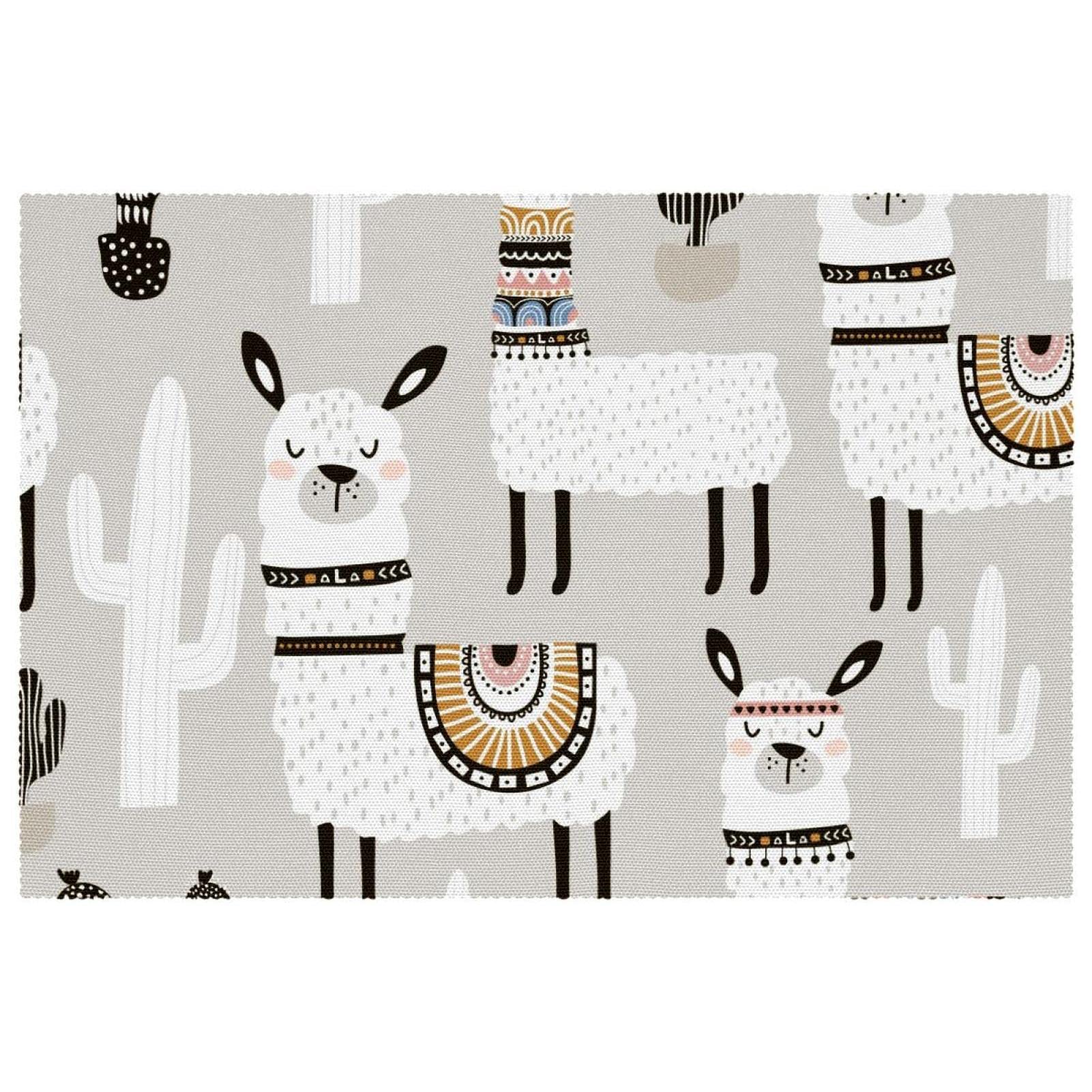 Sets de table lama et cactus (lot de 6, 30x45 cm) antidérapants pour la salle à manger