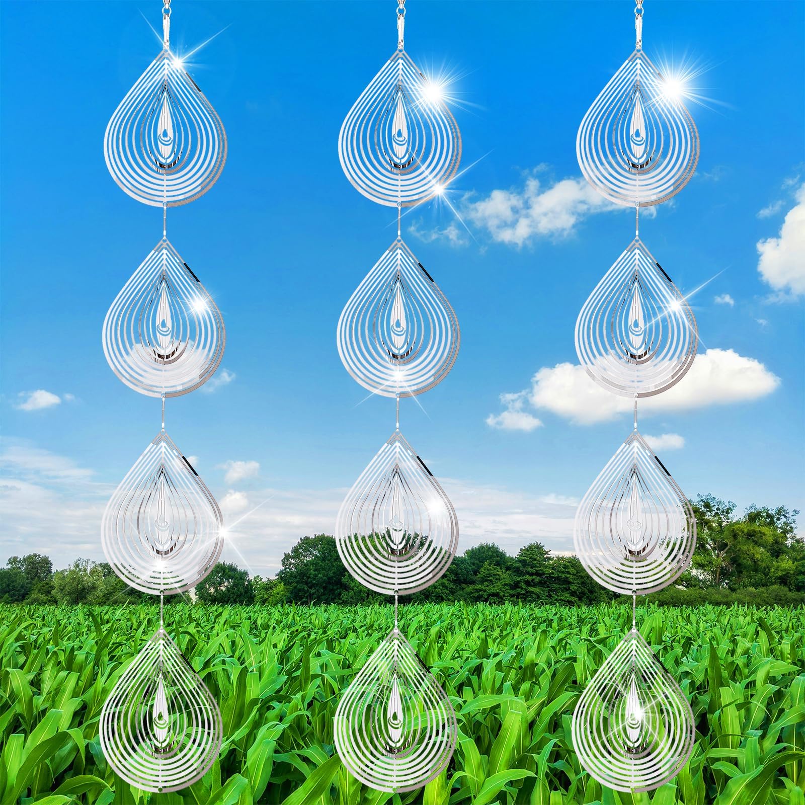 2PCS Reflective Wind Spinners Outdoor Garden Decor and 4PCS