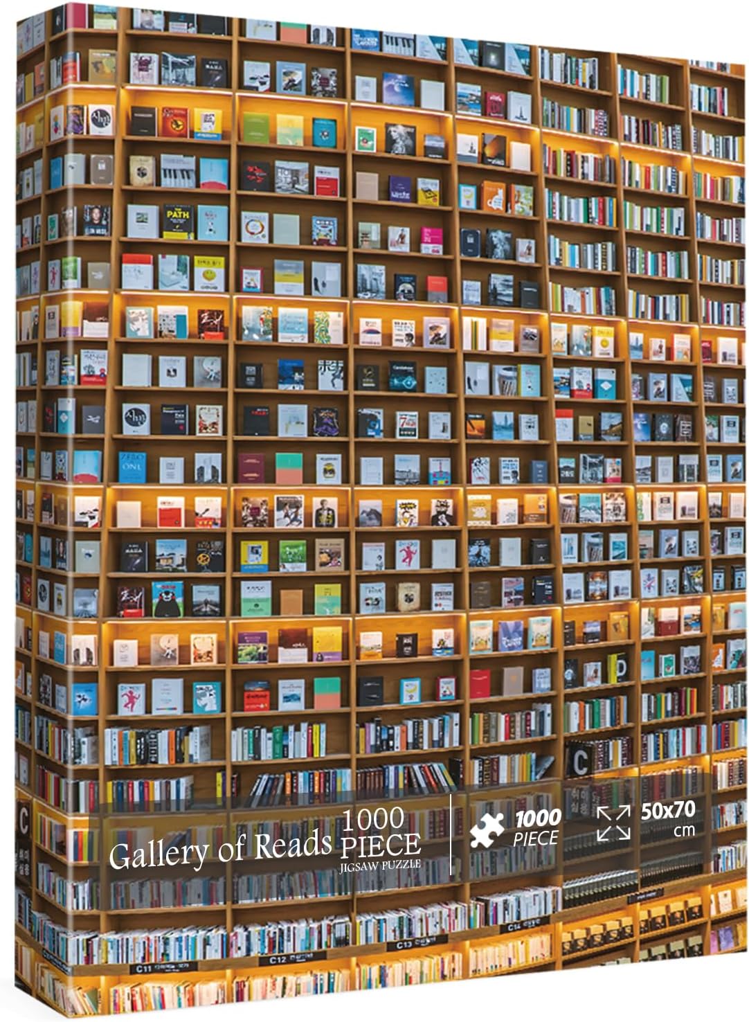 Bookshelf Library Puzzle 1000 Pieces for Adults, Difficult Jigsaw Puzzles Art Book, Funny Family Puzzle Collage As Home Decor