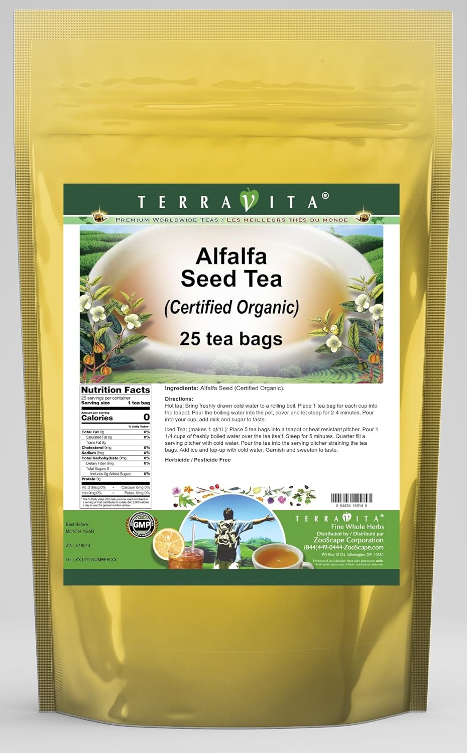 Alfalfa Seed (Certified Organic) Tea (25 tea bags, ZIN: 516914)