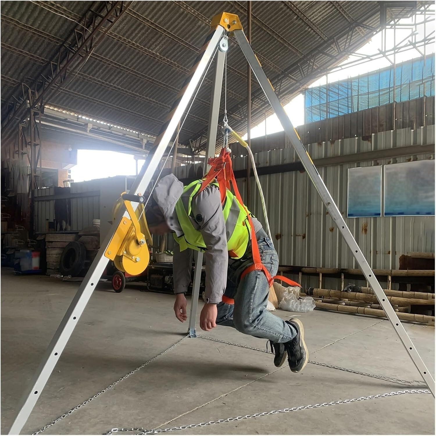 Emergency Rescue Tripod Kit - 1800LBS Capacity for Confined Space Tunneling Safety - Durable 3-Piece Tripod for Exploration