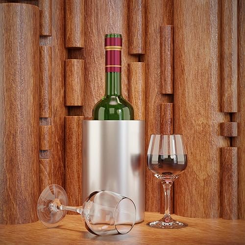 Miniatura 6 de Cubo enfriador de vino, paquete de 4, enfriador de vino para botellas, enfriador de champán cubo de hielo de doble pared de acero inoxidable para