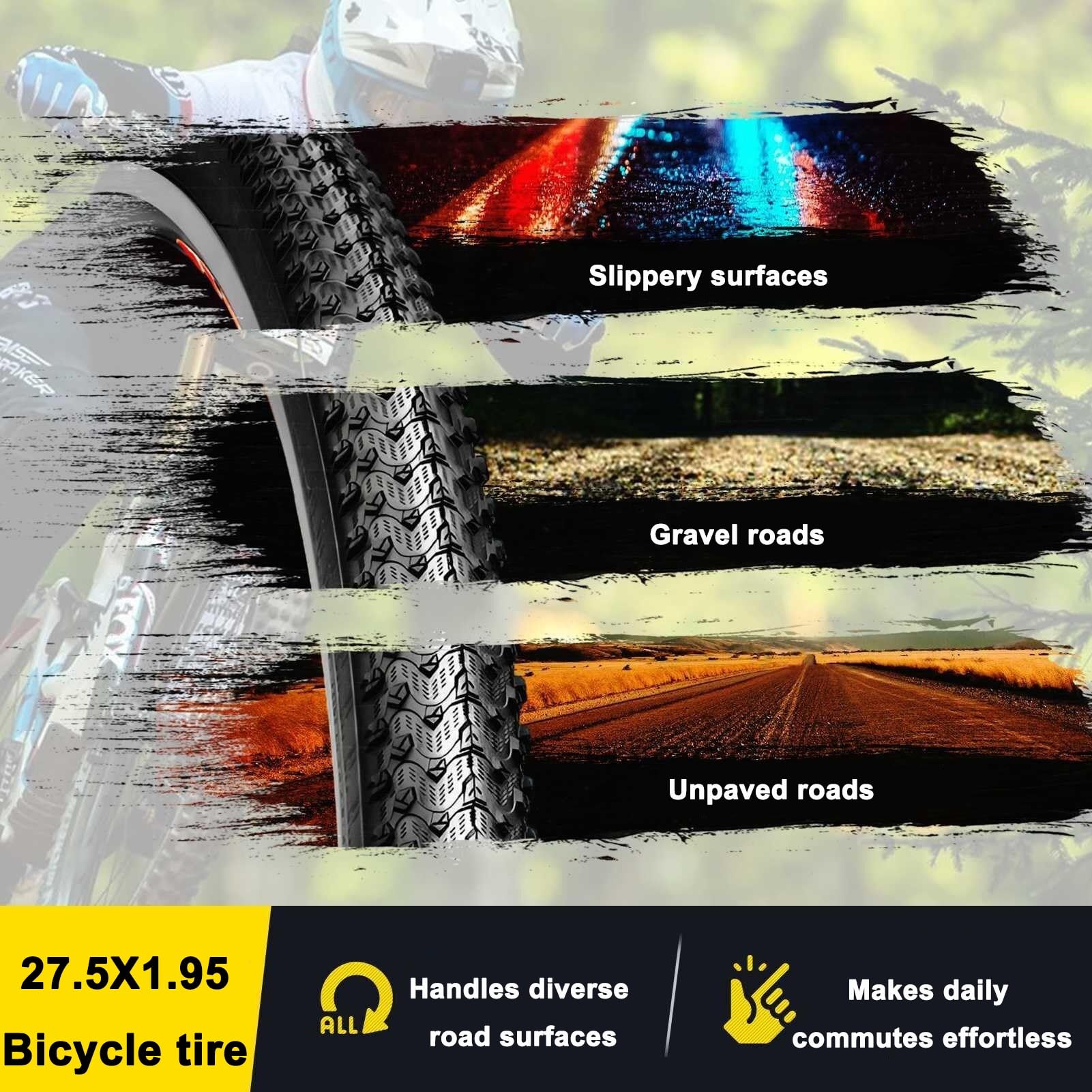 2PC 27.5/1.95 Cámara De Aire Bicicleta con 27.5-1.95 40-65PSI Todo-Terreno Resistente al Desgaste 27.5 1.95 MTB Instalación Fácil