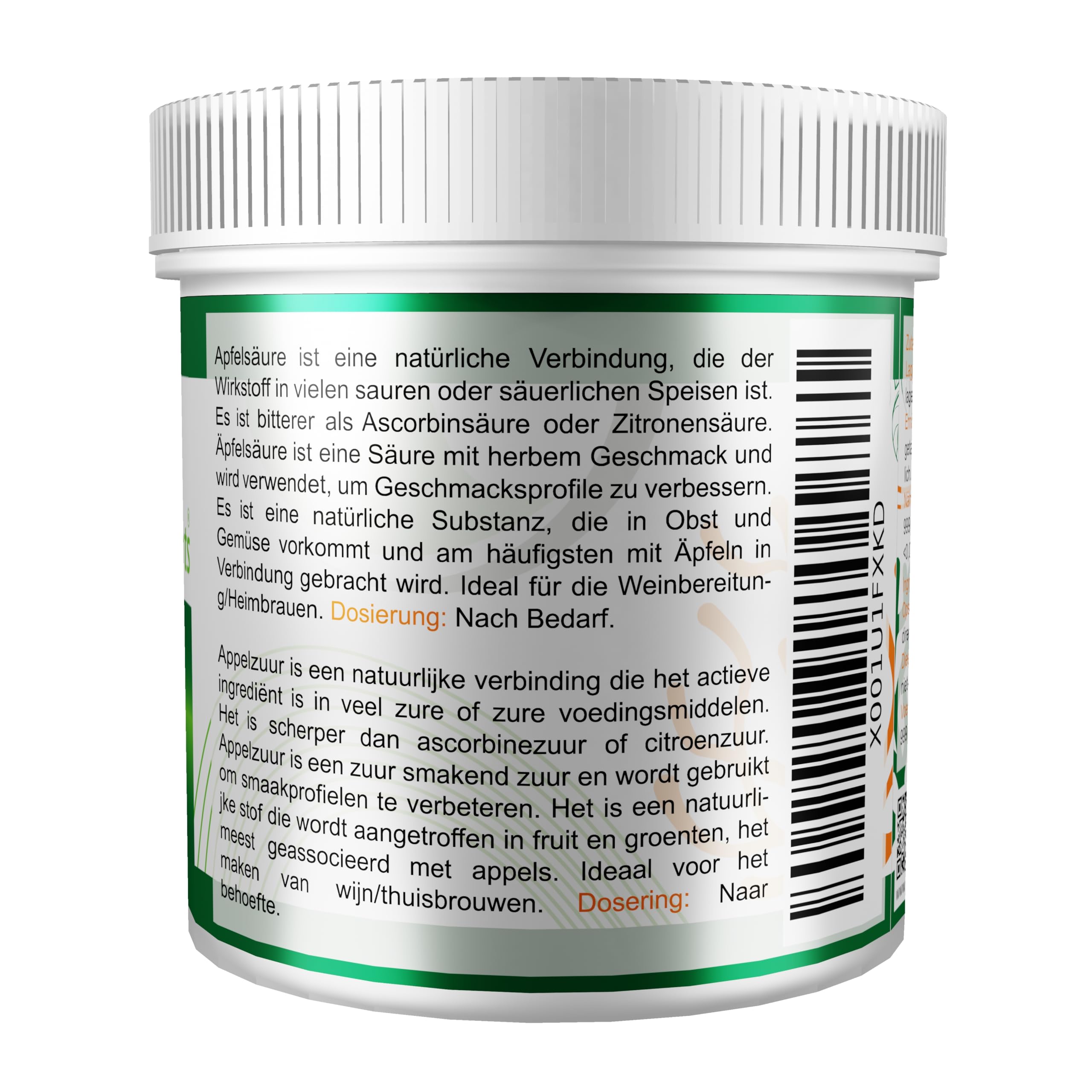 Special Ingredients Acido Malico 250 g - Regolatore di acidità per la preparazione di vino, birra e bevande alcoliche - Alta qualità - Imballaggio riciclabile