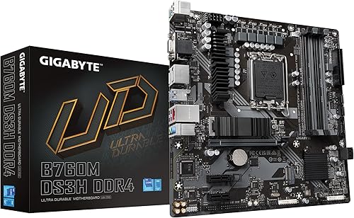 GIGABYTE B760M DS3H DDR4 (LGA 1700 Intel B760 M-ATX DDR4 Dual M.2 PCIe 4.0 USB 3.2 Gen 2 Tipo-CLAN de 2.5GbEQ-Flash PlusPCIe EZ-Latchplaca base para