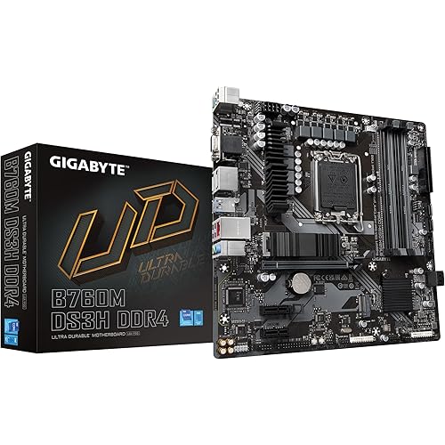 GIGABYTE B760M DS3H DDR4 (LGA 1700/ Intel/ B760/ M-ATX/ DDR4/ Dual M.2/ PCIe 4.0/ USB 3.2 Gen 2 Type-C/ 2.5GbE LAN/Q-Flash Plus/PCIe EZ-Latch/Gaming Motherboard)