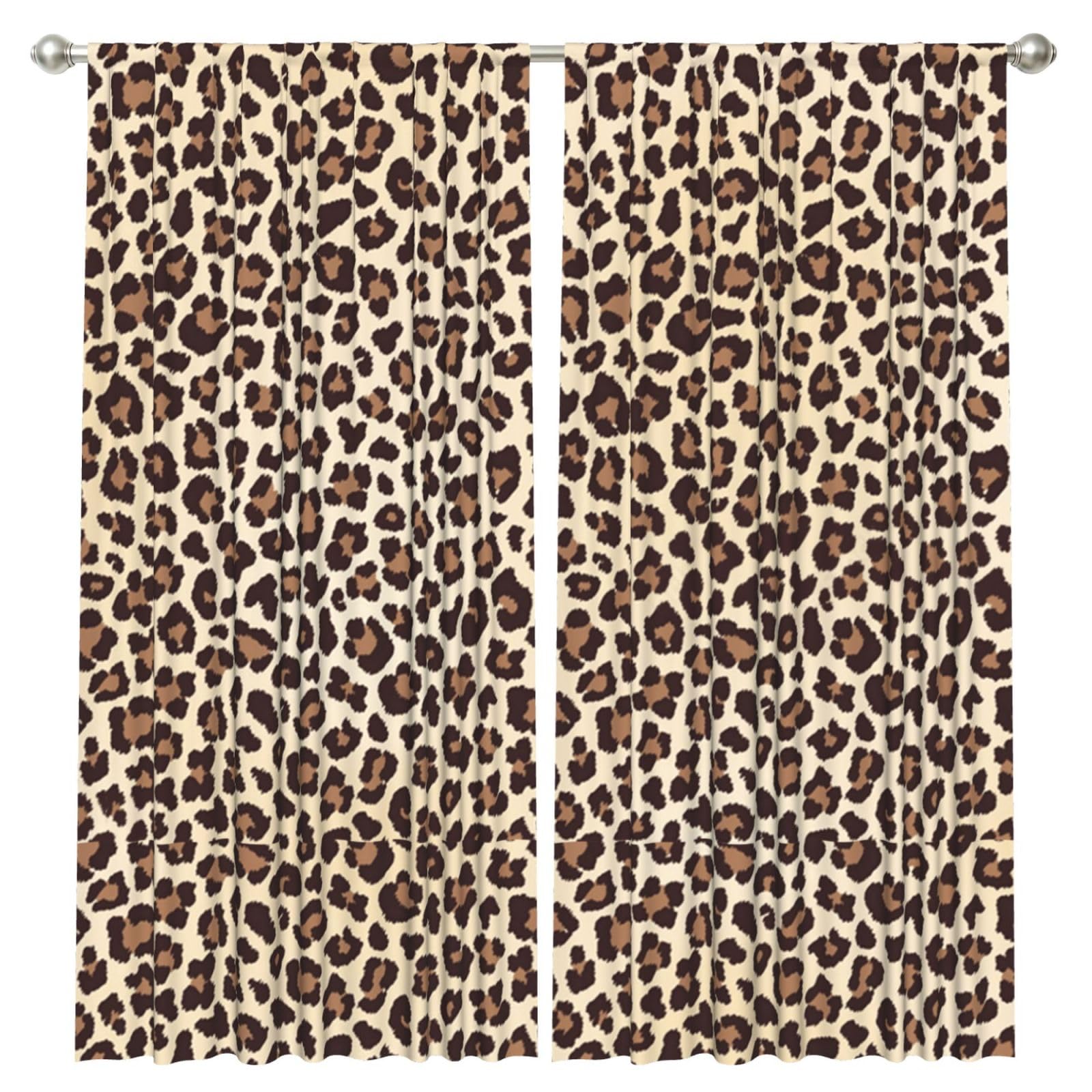 InOmak Leopard Print, 2 Panels Window Curtains 52 x 84 Inch Blackout Curtains for Living Room Bedroom