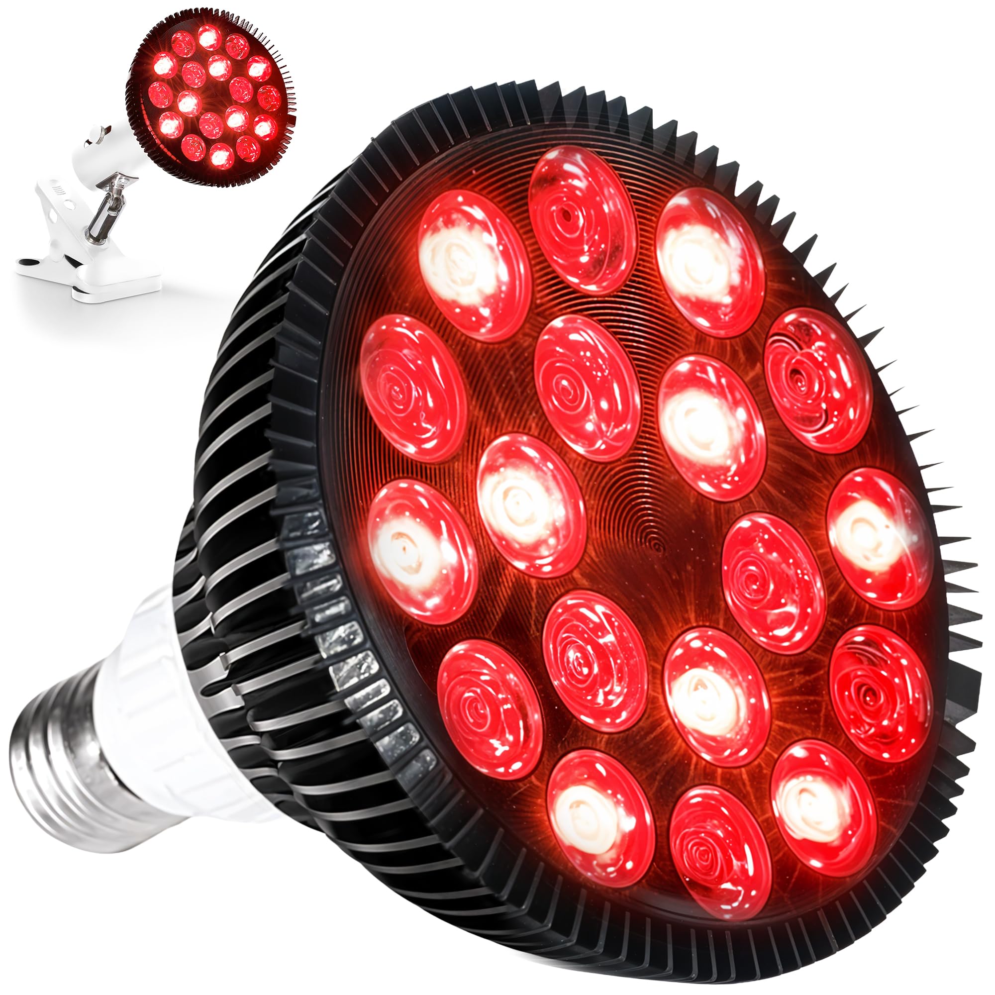 LifePro InfraGlow NIR & Red Light Therapy Lamp - Infrared Red Light Therapy Bulb with 18 LEDs & Clip-On Lamp - at-Home Red Light Therapy for Body, Chronic Pain Relief, Skin Wellness, & Recovery