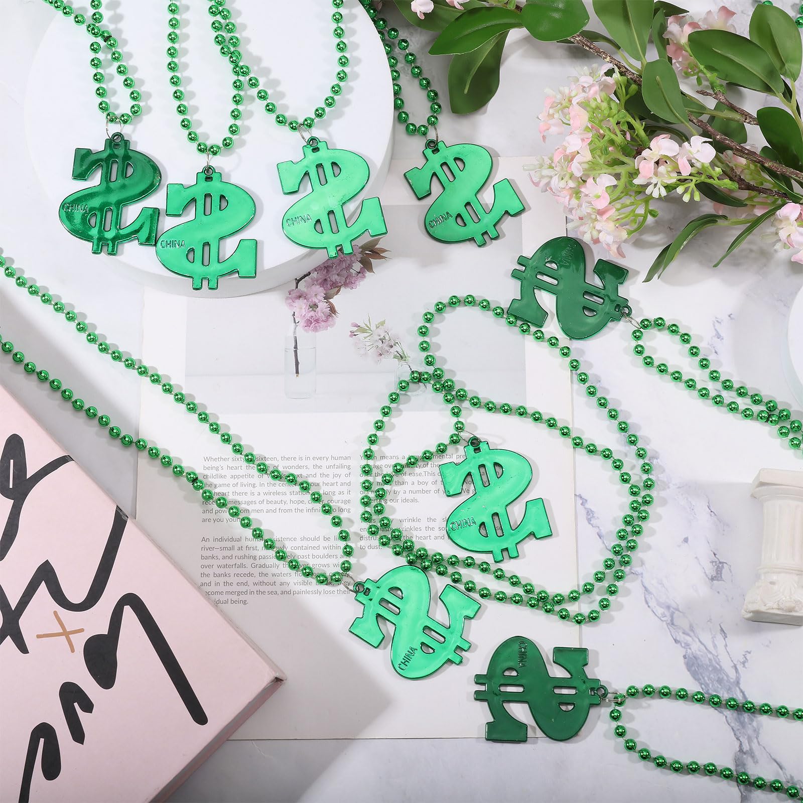 CHGCRAFT Collier Pendentif Dollar (48 pièce) Idéal pour les Anniversaires et les Soirées Hip Hop Verte