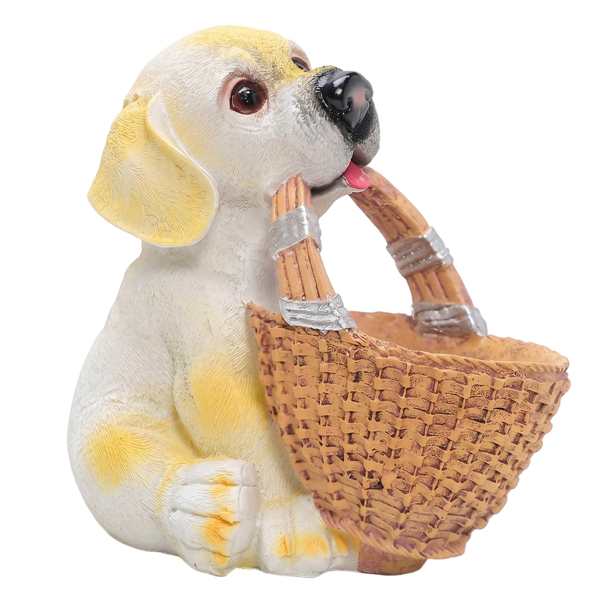 Garrrdenfurni Key Bowl For Entryway Table Cute Candy Dish - Labrador Resin Statue With Woven Basket for Home Office Decor