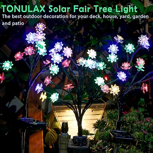 Miniatura 2 de TONULAX Luces solares de jardín luces solares para árbol de paisaje con mayor capacidad solar luces decorativas solares para exteriores para caminos