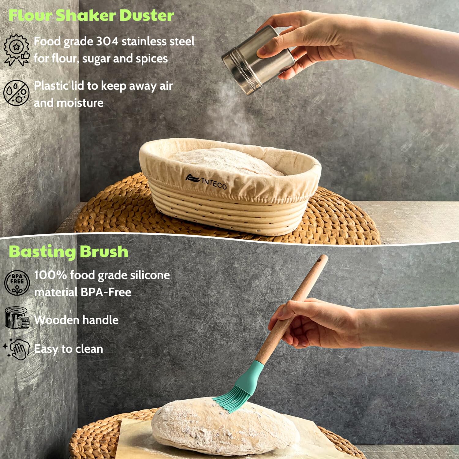 Banneton Brotgärkörbe Set – 2 Stück, 22,9 Cm Rund, Aus Natürlichem Rattan, Mit Leineneinsätzen, Für Sauerteig & Handwerkliche Brote