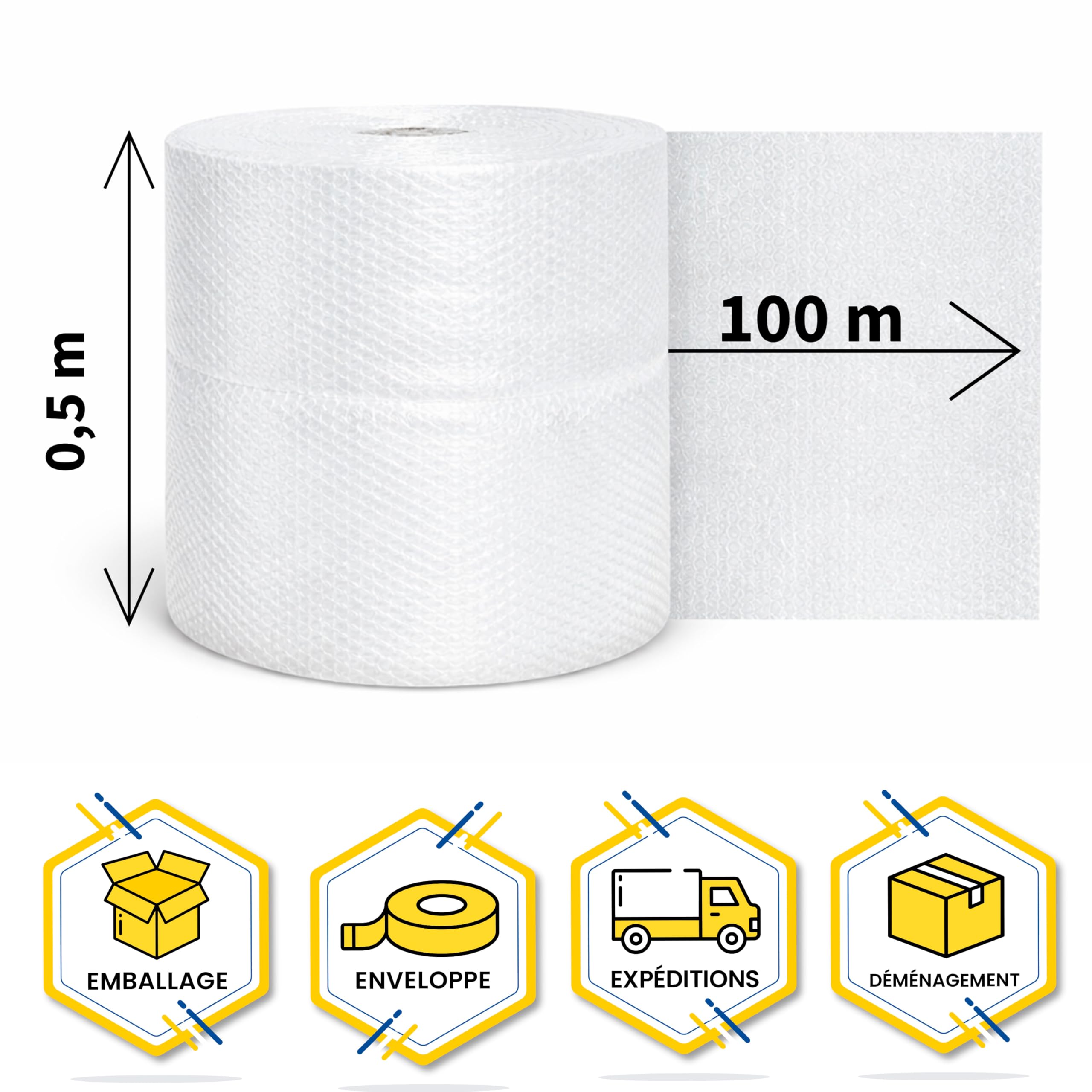 MUNTRADE Rouleau de papier bulle 50 cm x 100 m pour emballage et protection