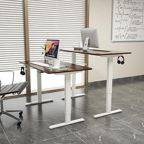 Miniatura 43 de Tangkula Escritorio eléctrico de pie con motor doble, estación de trabajo de 48 x 30 pulgadas de altura ajustable para computadora con controlador