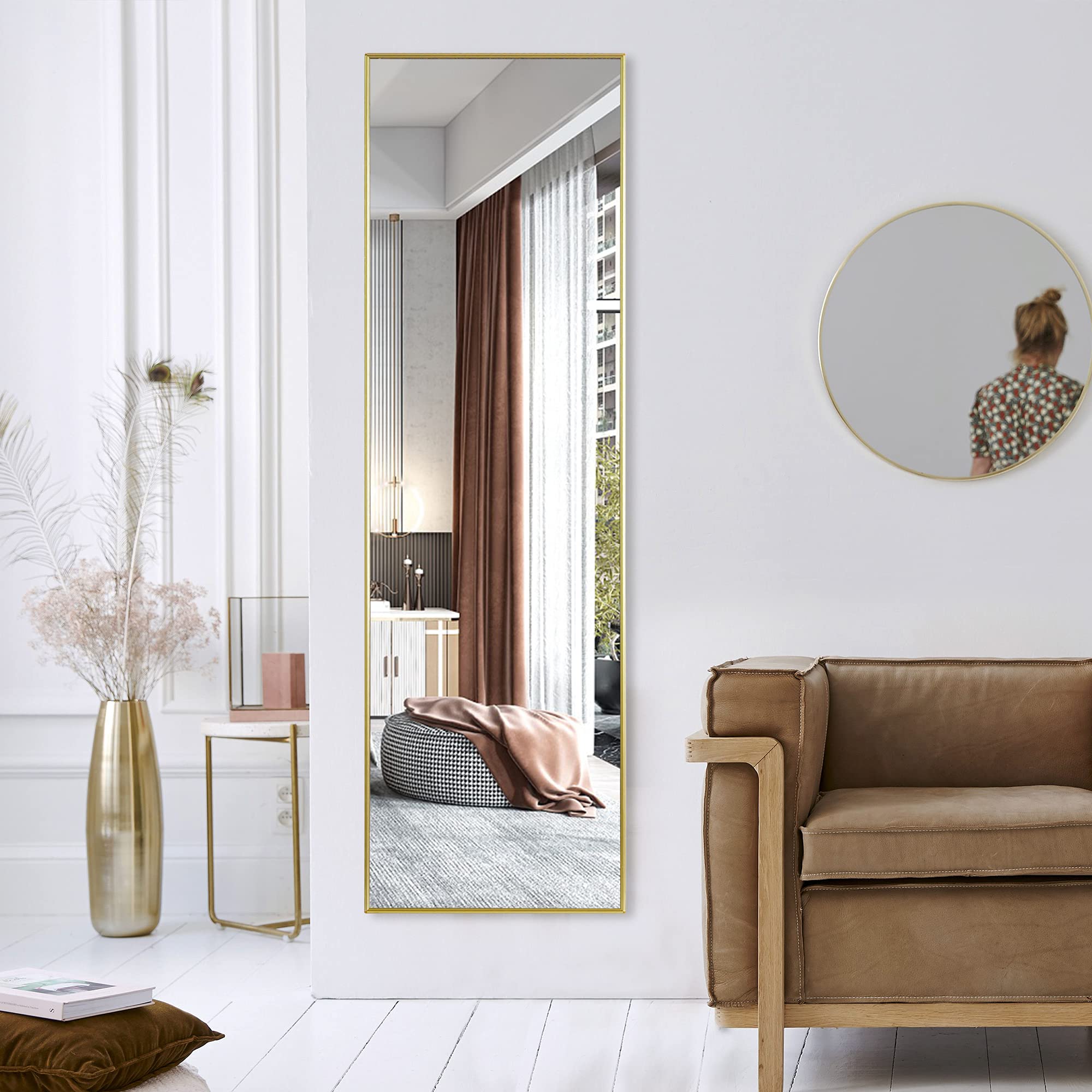 LVSOMT Full Length Mirror, 47"x14" Wall Mounted Mirror, Door Hanging