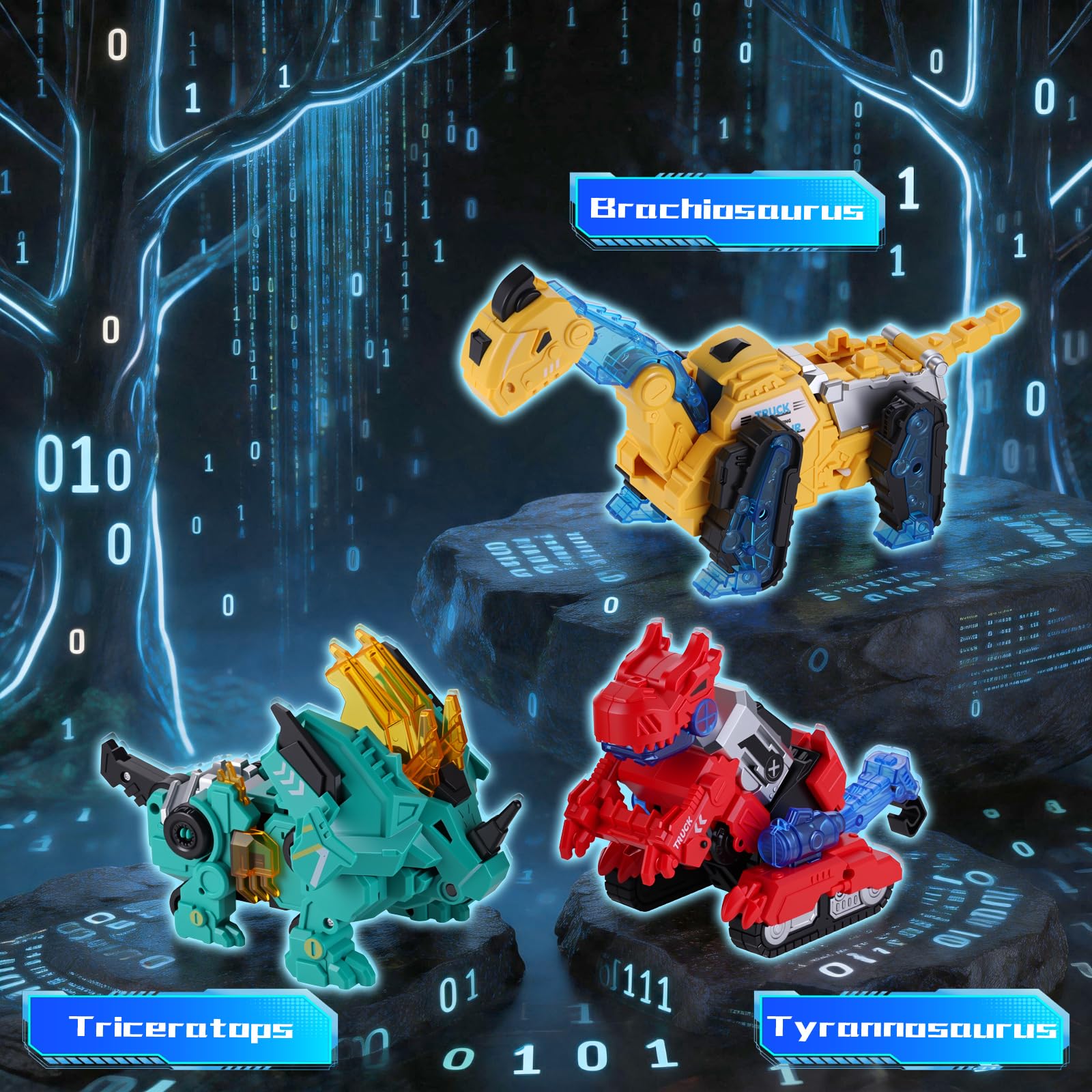 Dinosaure Jouet Transform Robot - 6 en 1 Magnétique Véhicules pour Enfants | 6 Voitures de Chantier Transform en 3 Dinosaures, STEM Educatif Enfant, Cadeau Anniversaire Noël Toys Garçons 3-8 Ans
