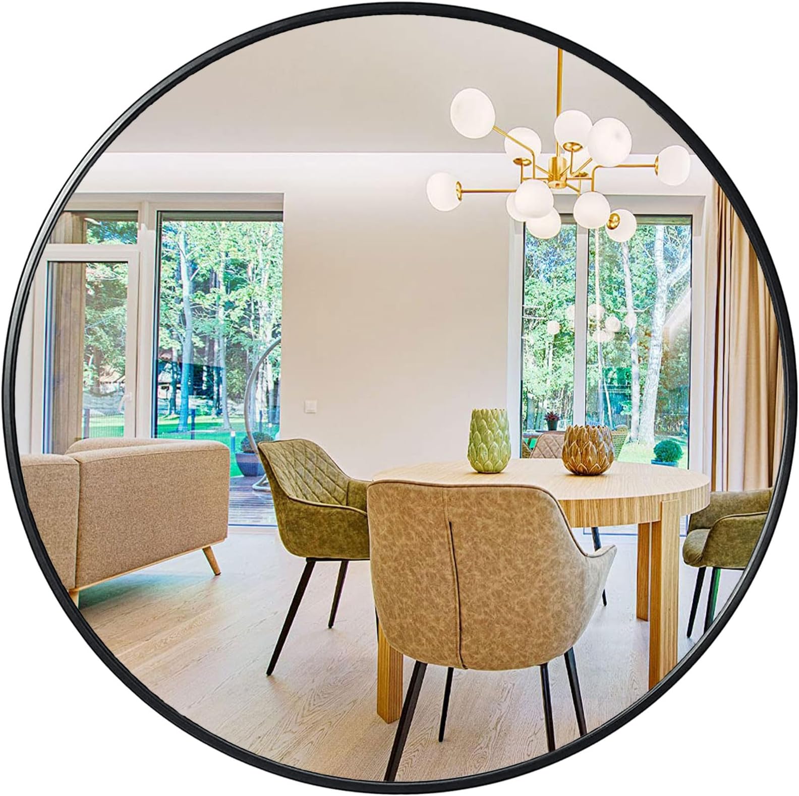 Amazon.com: CIVENO Round Mirror, 39 inch Black Round Mirror, Aluminum ...
