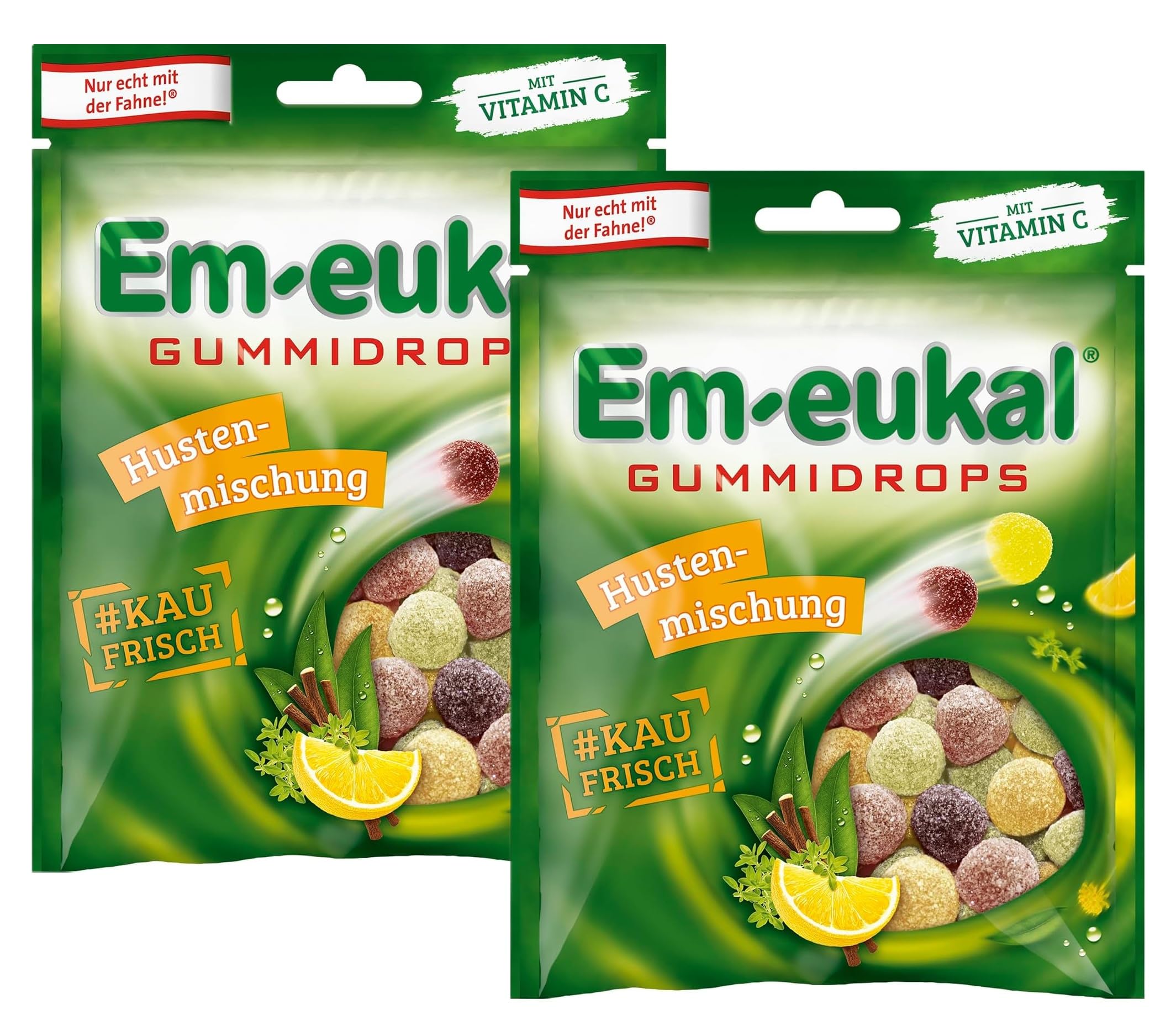 Em-Eukal Gummidrops Hustenmischung mit Vitamin C – 2x90g Doppelpack – wohltuend für Hals & Rachen