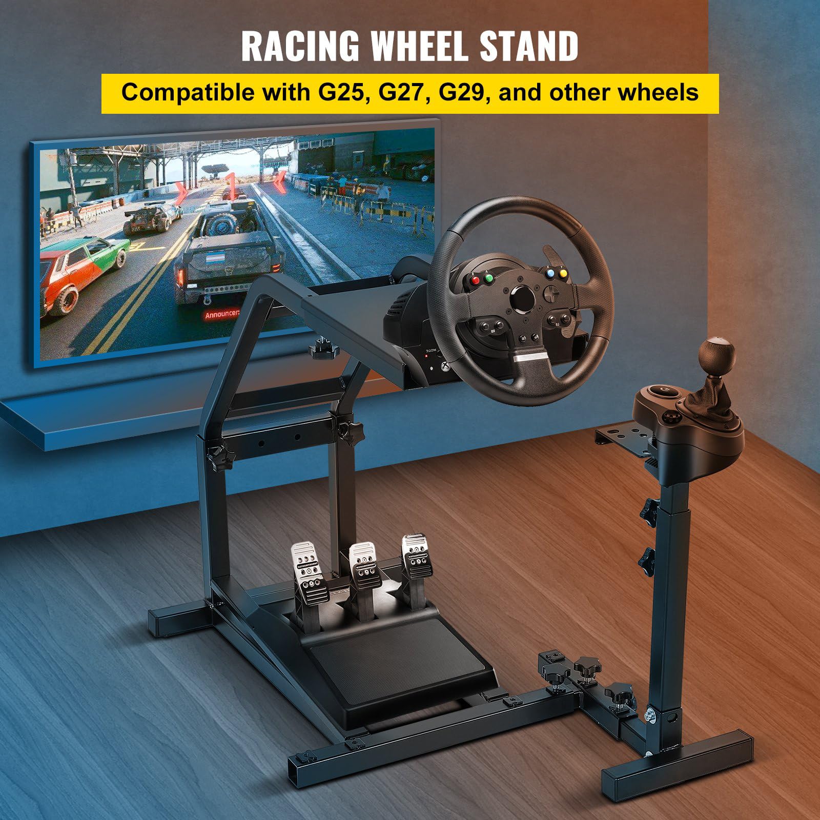 ZHIMAI Supporto per ruota da corsa regolabile in altezza per simulatore di guida compatibile con Logitech G25, G27, G29, G920 Gaming Cockpit
