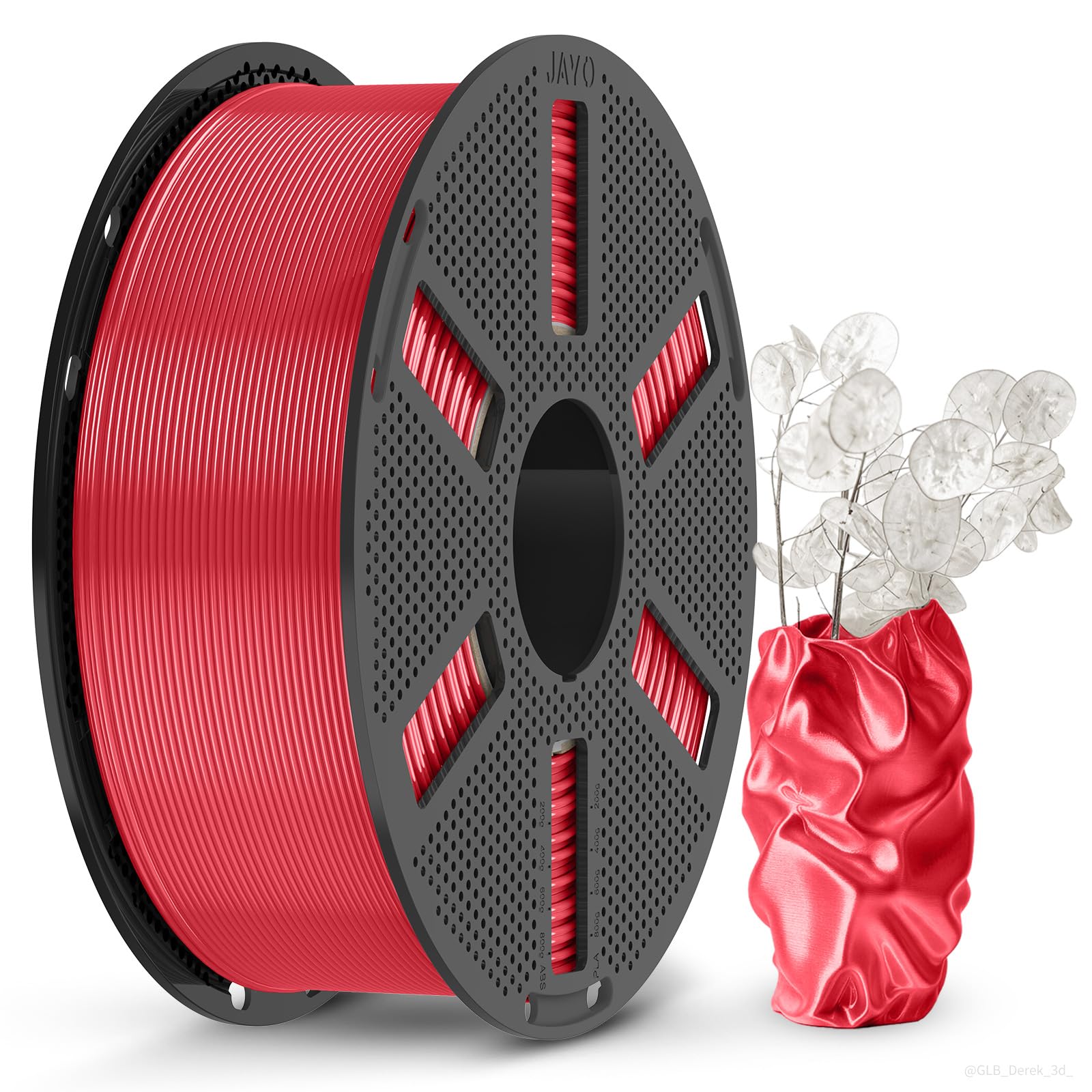 JAYO Silk PLA 3D Printer Filament 1.75mm, 1.1kg, Red