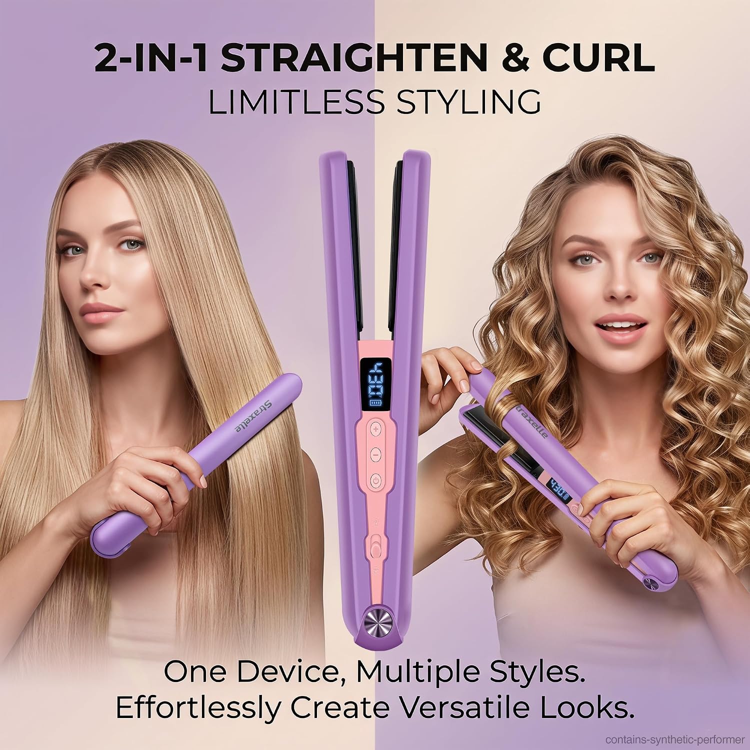 2 in 1 Cordless Hair Straightener Curler 10000Mah