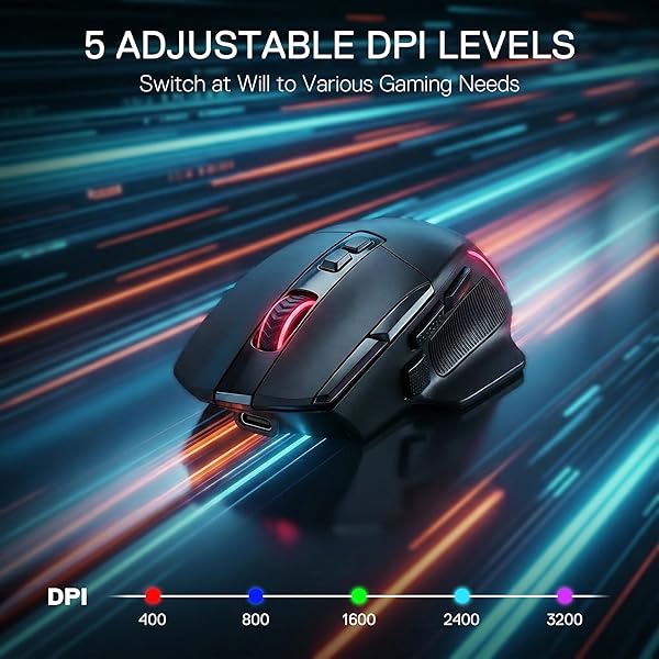Redragon M925 PRO Wireless Gaming Mouse, 26,000 Max DPI Optical RGB Gaming Mice with 10 Programmable Buttons, Ergonomic Natural Grip Build, Software Supports DIY Keybinds & DPI, Black - 2