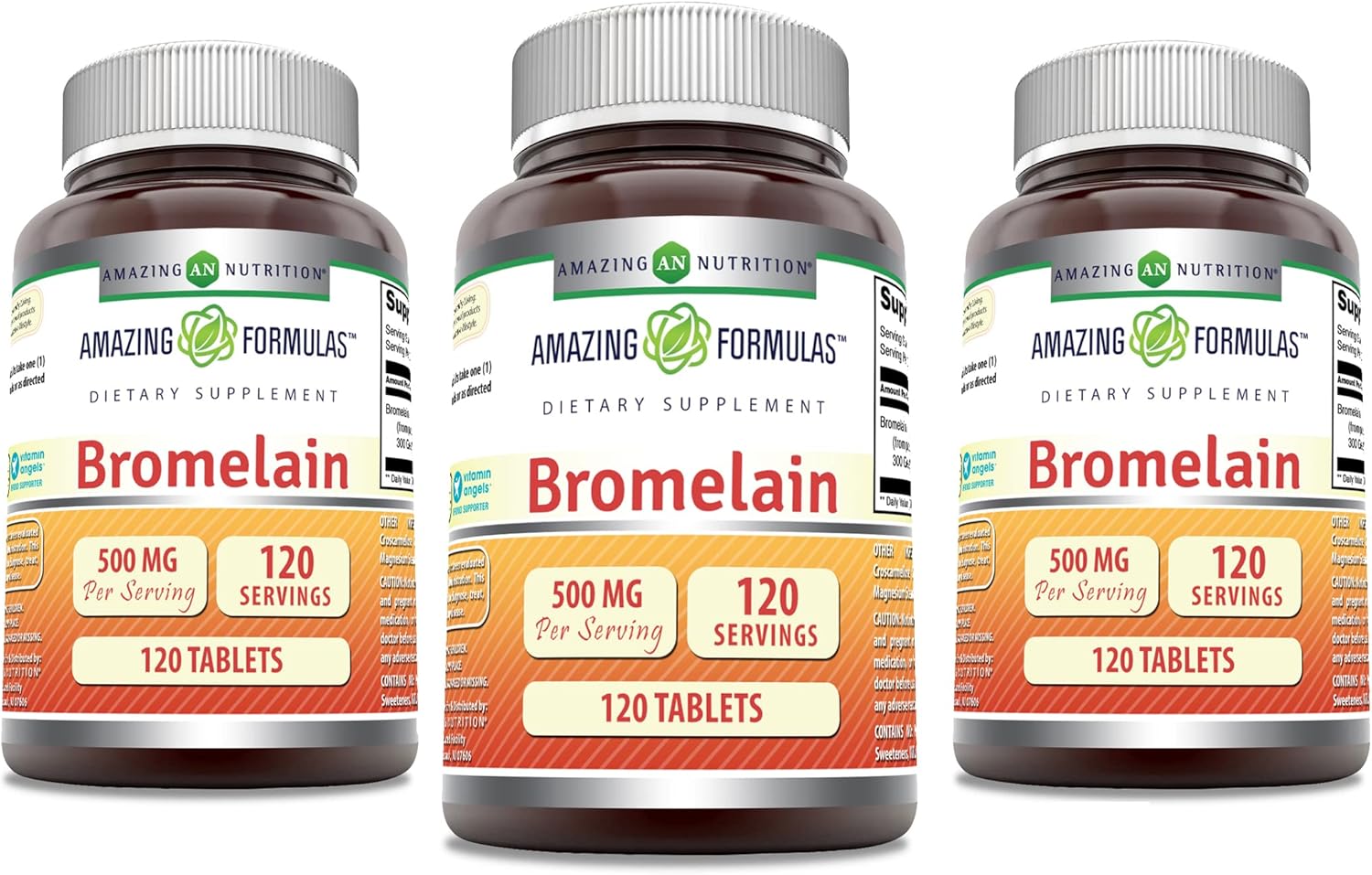 Amazing Formulas Bromelain 500 Mg | Tablets Supplement | Non-GMO | Gluten-Free | Made in USA (Pack of 3 | 120 Count)