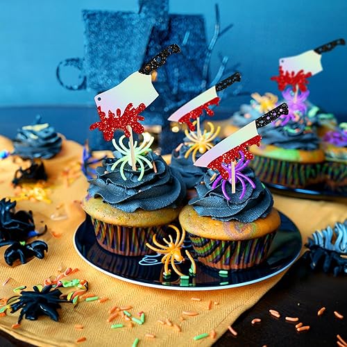 Miniatura 56 de Gyufise 24 piezas de decoración de magdalenas fantasmas – Purpurina blanca espeluznante Halloween Baby Shower Cupcake Picks para decoración