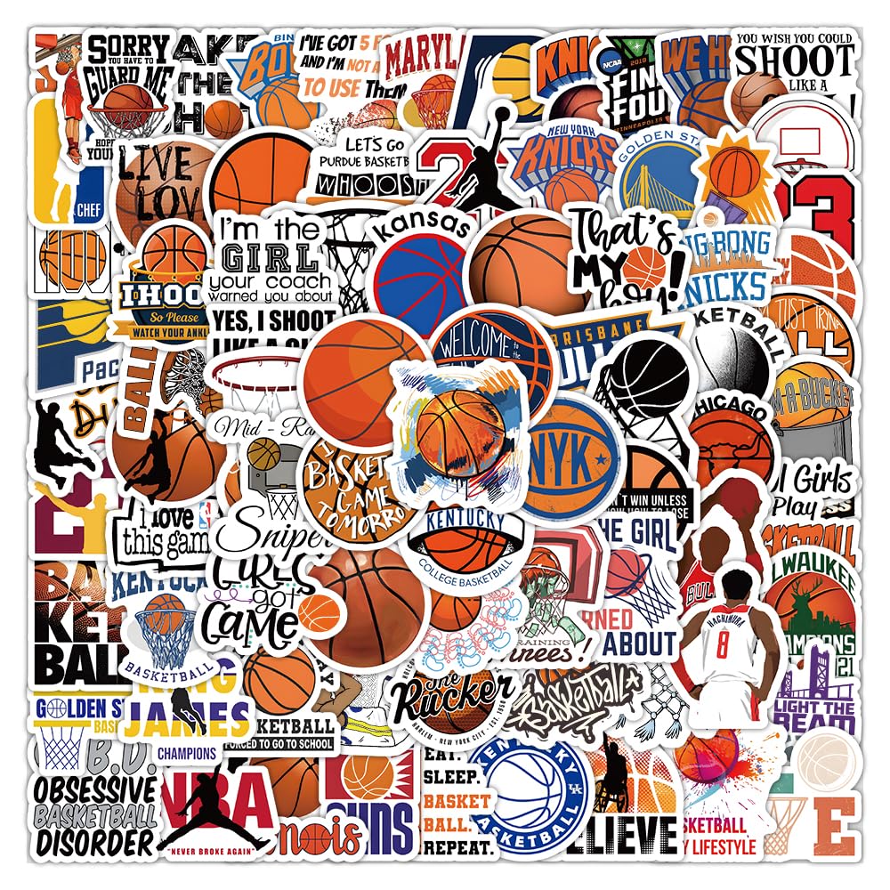 100pcs Basketball Stickers Kawaii Small Stickers Decorative Masking Stickers for Personalize Laptop Scrapbook Daily Planner