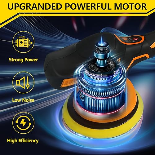 Miniatura 2 de Pulidora inalámbrica de coche para batería Dewalt de 20 V, kit de pulidor orbital portátil de 6 pulgadas, pulidor de coche de 8 velocidades