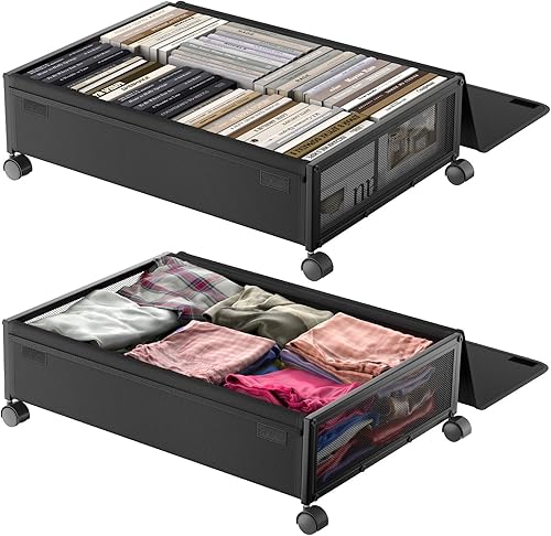 Almacenamiento debajo de la cama, grandes contenedores de almacenamiento debajo de la cama con tapas, fácil montaje, cajón de almacenamiento