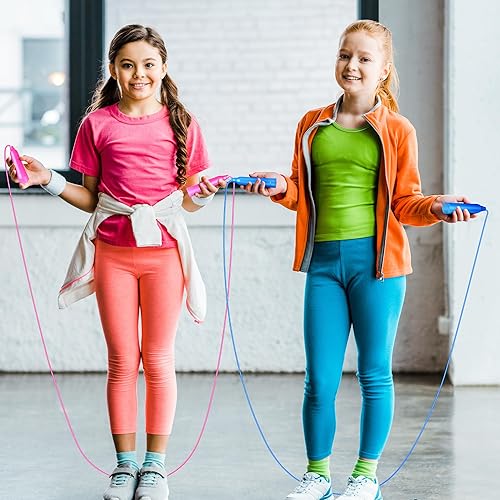 Miniatura 6 de Aodaer Juego de cuerdas de saltar para niños, coloridas cuerdas de saltar al aire libre de 7.3 pies, cuerdas de saltar ajustables para actividades