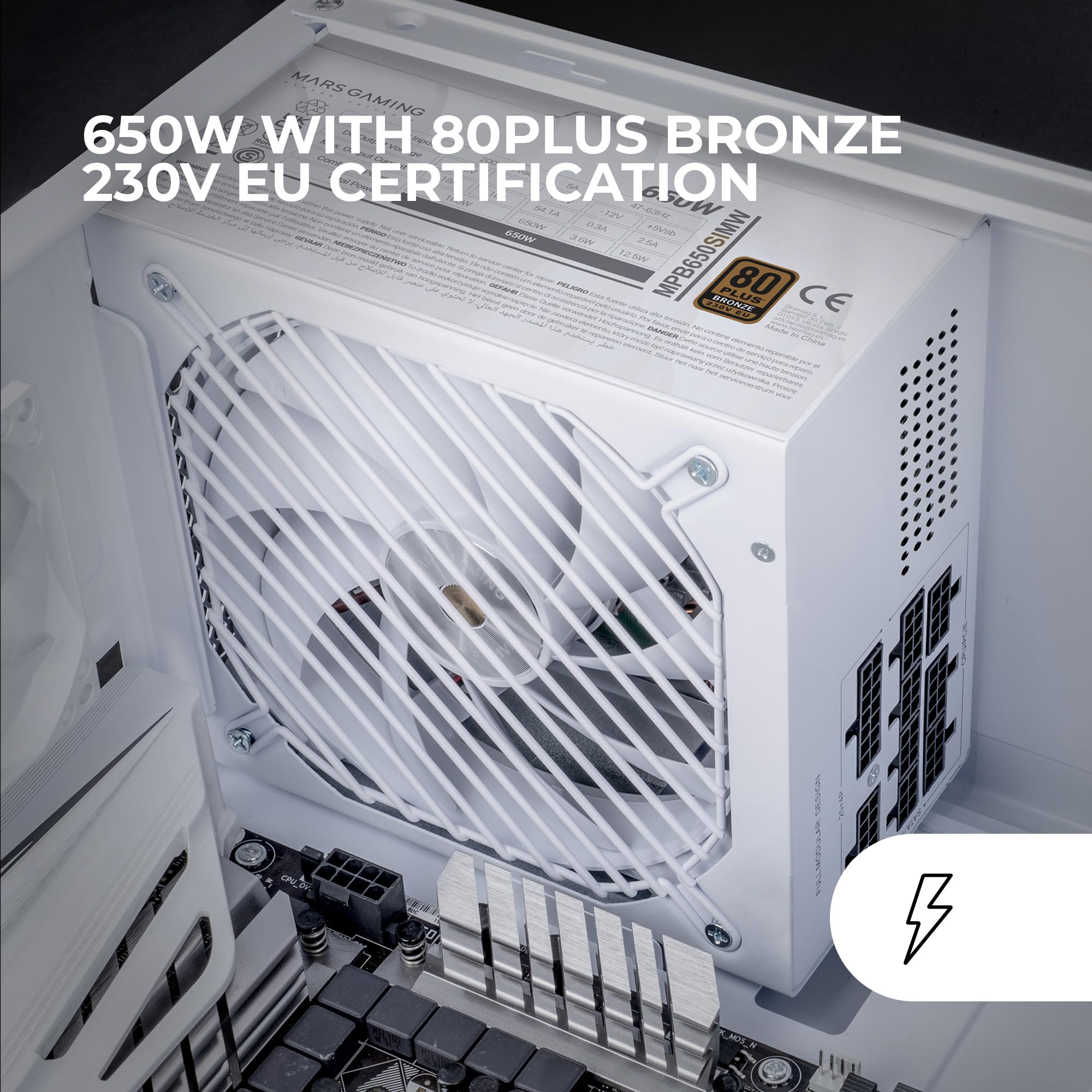 Fuente de alimentación mars gaming mpb650sim/ 650w/ Ventilador 12cm/ 80 Plus Bronze/Blanca