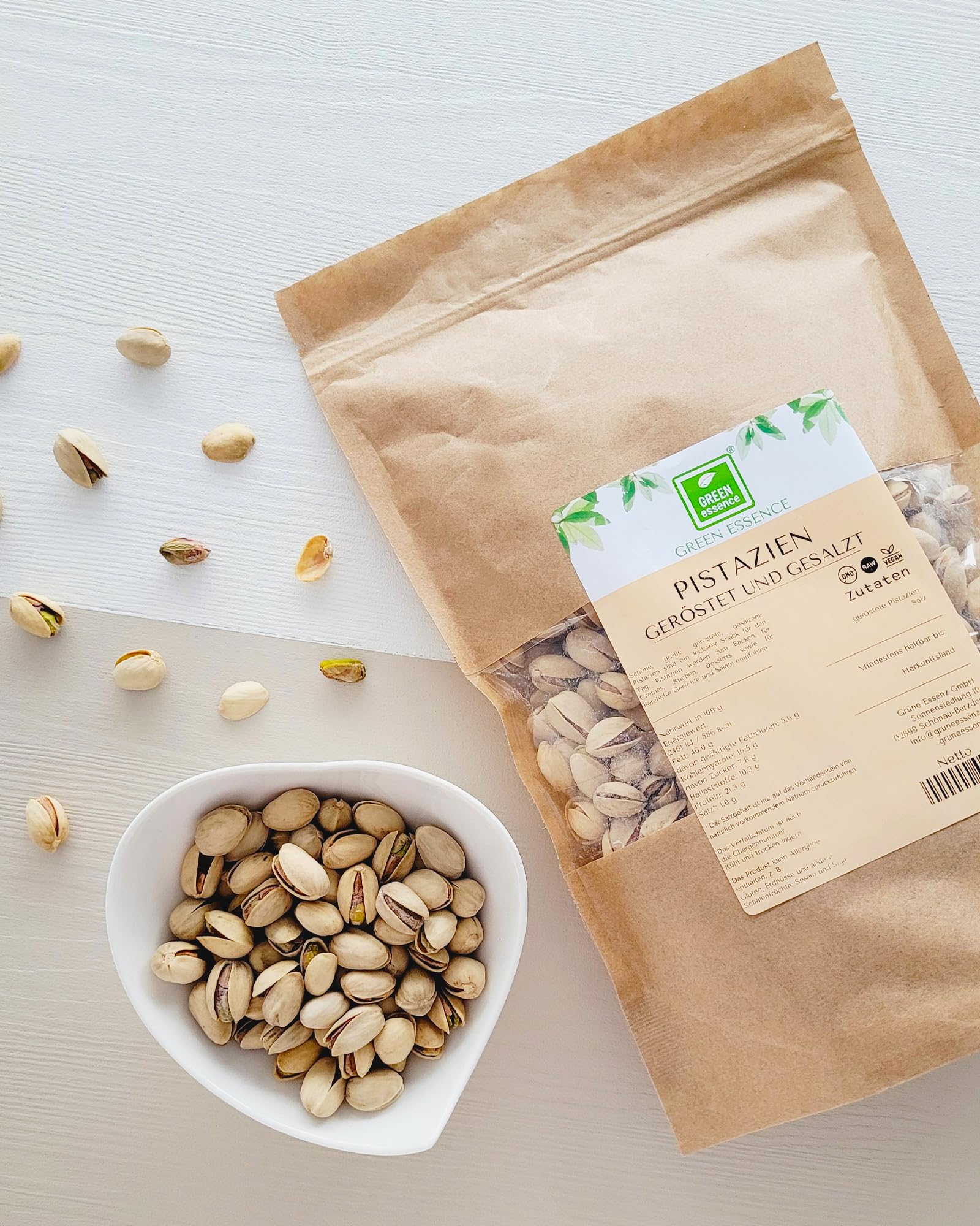 Pistazien 2,5kg geröstet gesalzen + Schale Pistazienkerne von Green Essence | Pistazien Kerne, knusprig salzig Snack, aromatische Nüsse zum Backen Kochen, Premium Qualität Pistachio mit Schalen, 5x 500g