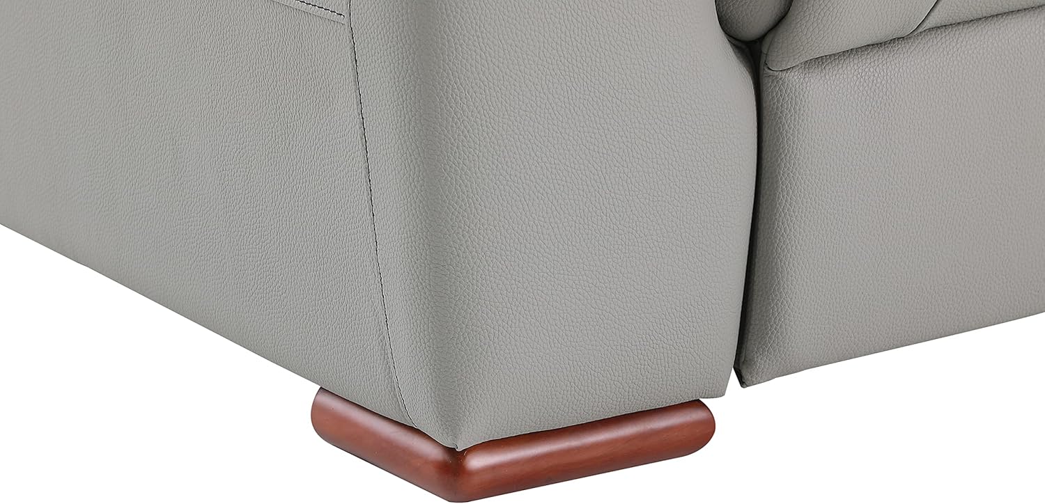 Blackjack Furniture Walker Leather Match Upholstered Reclining Living Room Loveseat, Gray