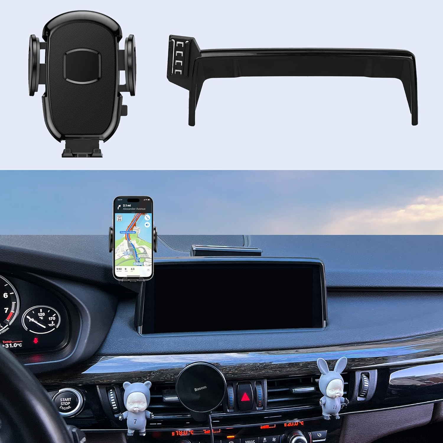 Car Phone Holder Mount Fit for BMW X5 2014-2018/X6 2015-2019(only fits for 10.3inch Screen), Car Dashboard Mount,Thick Cases Friendly Fit for iPhone Android and All Smartphones
