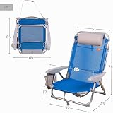 AKTIVE Folding Beach Chair, with Cushion, Reclining Chair, 4 Positions, 51 x 45 x 76 cm, Seat Height 17 cm, Carry Handle, Side Pocket, Blue (62609) - 4