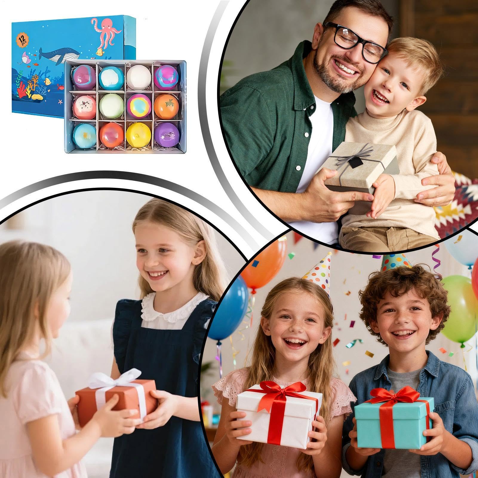 Bombetta da Bagno Effervescente 12 Pezzi Detergente Corpo Rinfrescante | Set Spa con Giocattoli per Spa Hotel Viaggio Casa Vasca Bambini Ragazzi
