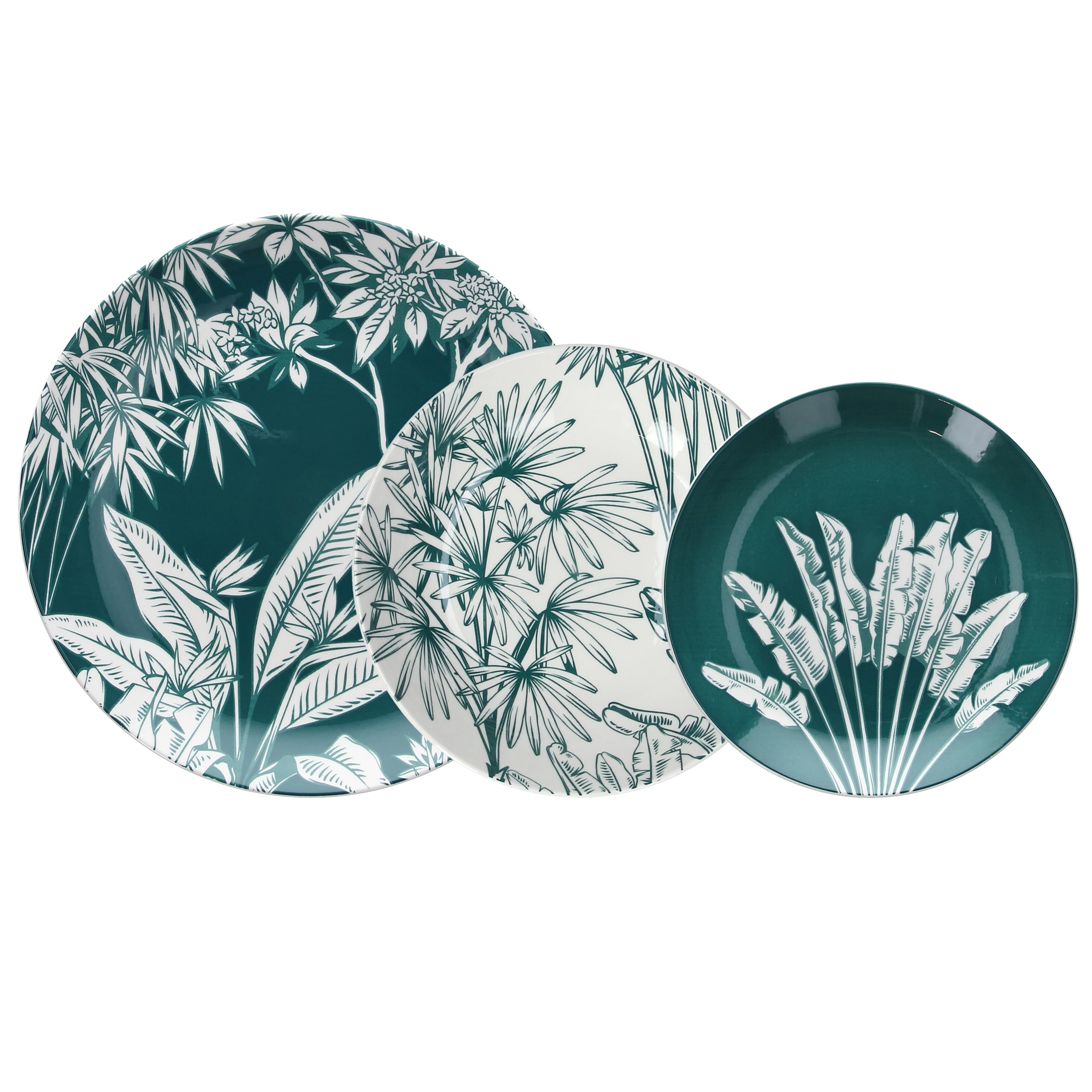 Tognana Palm Beach, Servizio piatti 18 pezzi, porcellana, verde