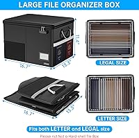 Vista 5 de 5200℉ Fireproof Document Box with Lock, Waterproof File Organizer with Handle, Portable Collapsible Filing Cabinet with Reflective Strip for Hanging