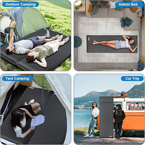 Miniatura 7 de Almohadilla de dormir para campamento, almohadilla de camping autoinflable con almohada, 3.14 pulgadas, compacta, gruesa, espuma viscoelástica,