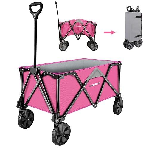 HAUSHOF Collapsible Outdoor Utility Wagon 176 lb (Pink)