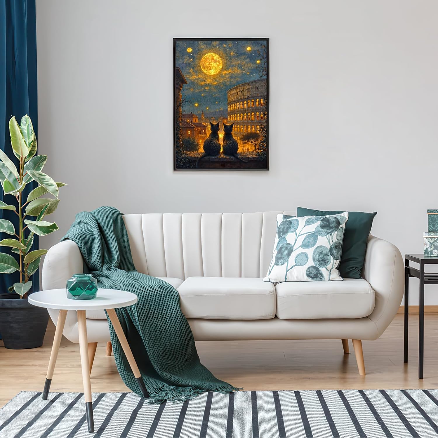 Cat Stargazing Jigsaw Puzzle 1000pcs - Large Scratch-Resistant Cat Puzzles for Adults, Interactive Family Game Night Activity, DIY Brain Challenge, Looking-up Starry Sky Company Cats Puzzle