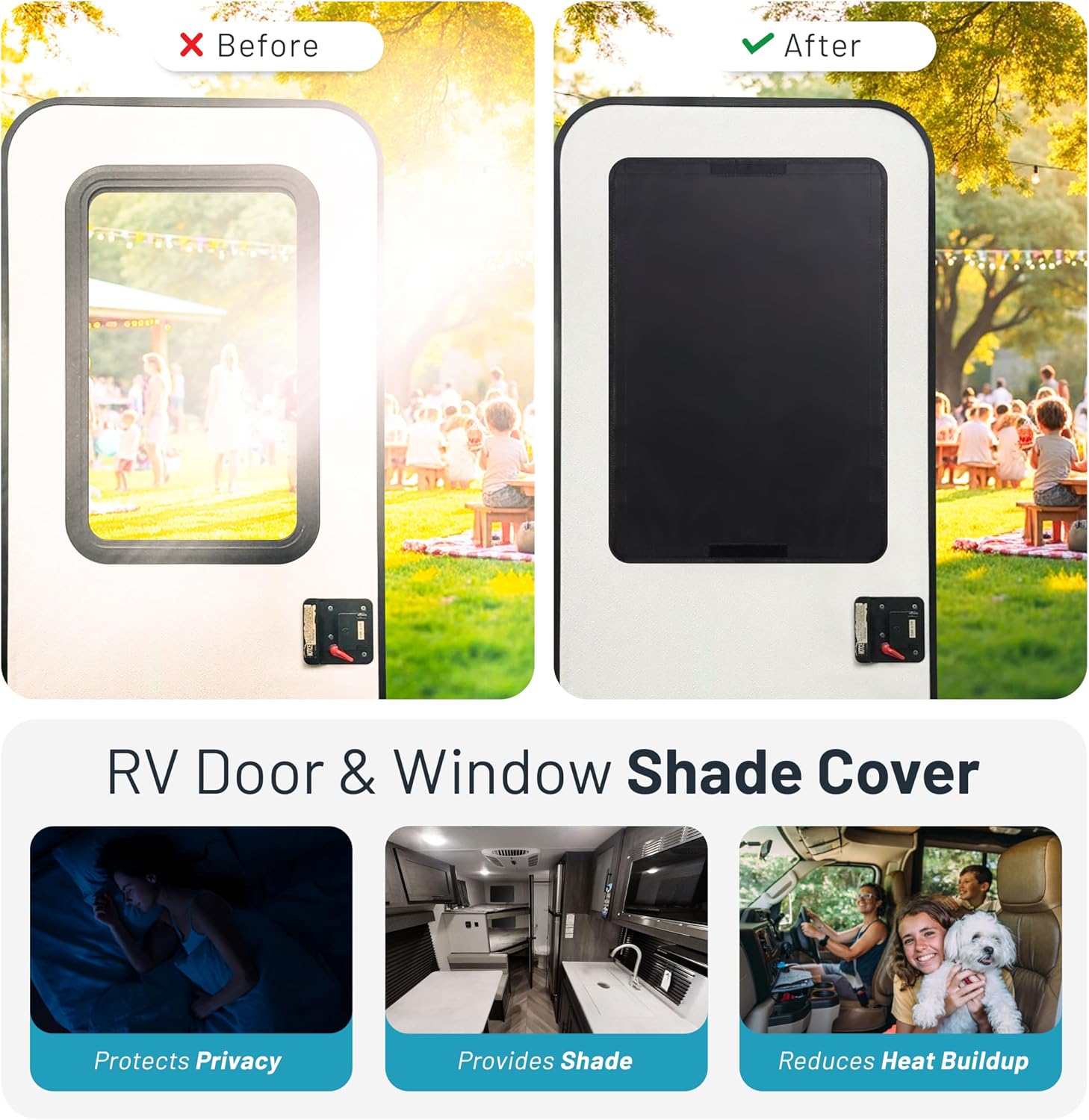Camp'N RV Door Window Shade Cover, Sun Blackout Fabric for Camper Privacy Entrance (16 x 25 inch)