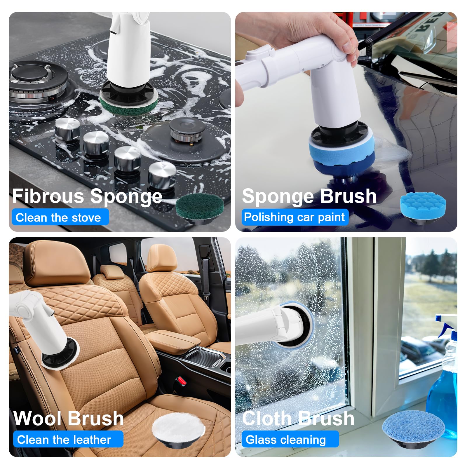 Juego de 12 cabezales de cepillo giratorios eléctricos, cabezales de cepillo reemplazables para estropajo eléctrico inalámbrico, para cepillos de limpieza del hogar, cocina, baño, azulejos, coche