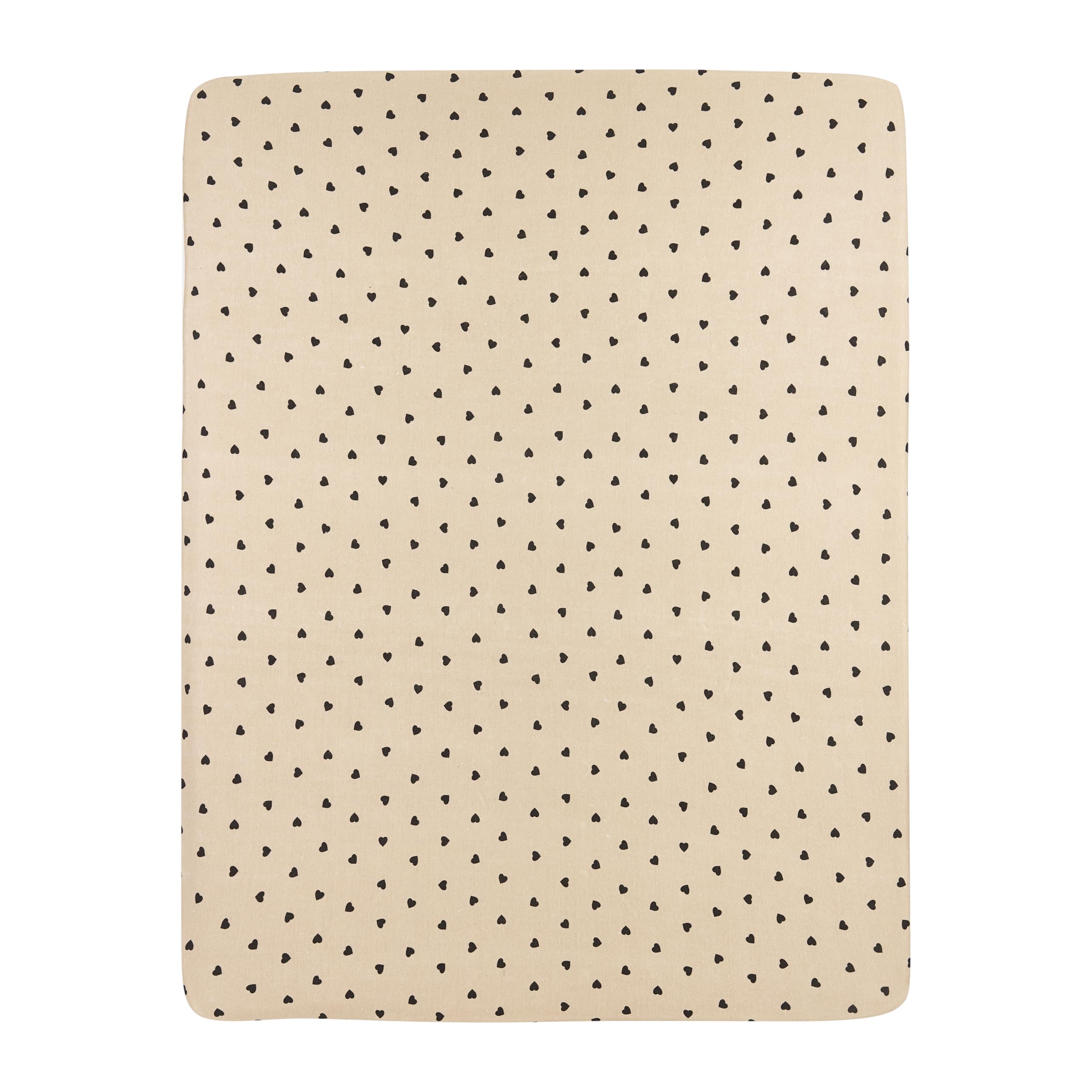 Meyco Baby Printed Jersey Fitted Sheet - Sweet Heart Soft Sand/Black - 75 x 95 cm - Oeko-Tex Standard 100