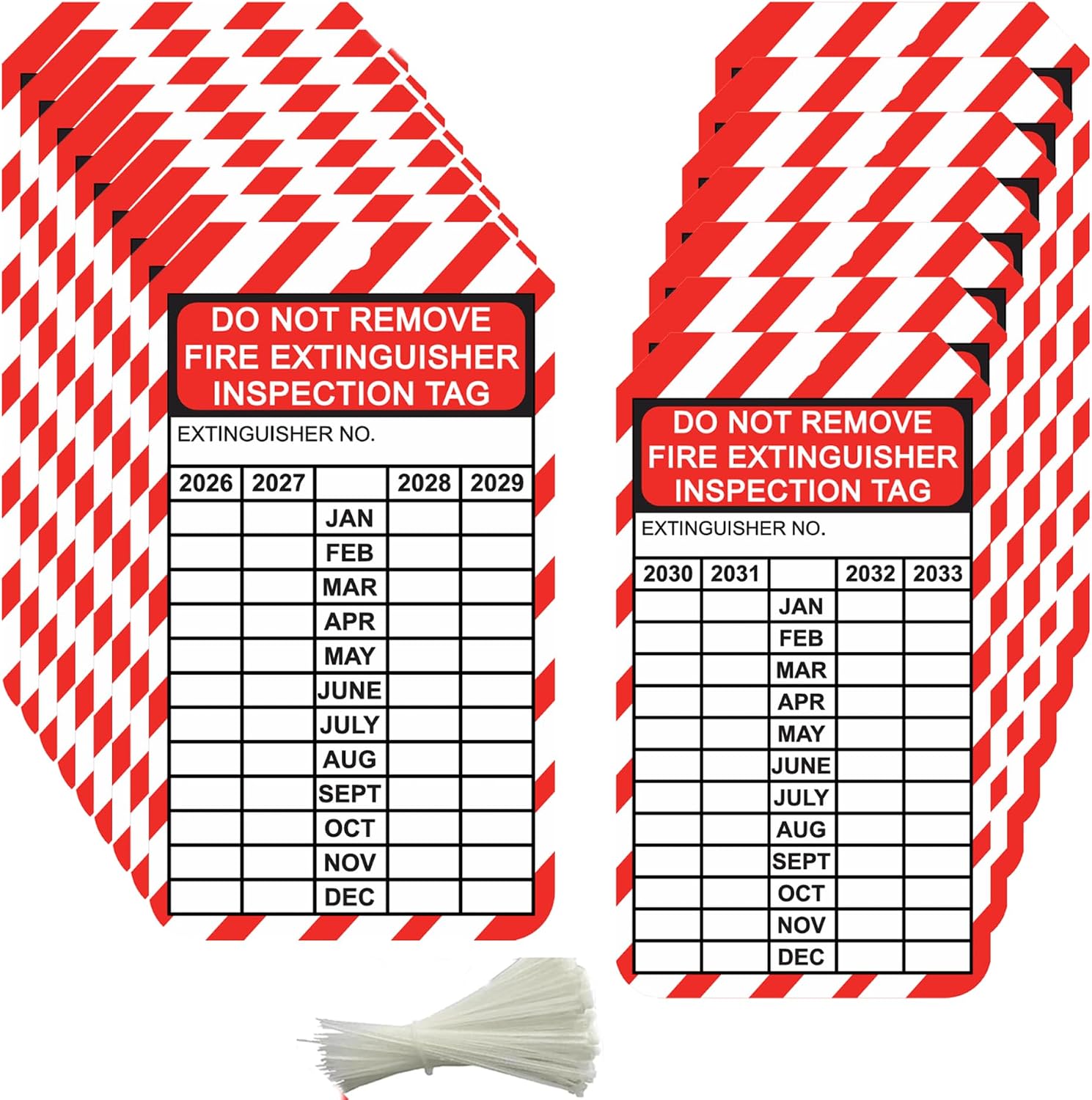 25 Pcs 3.25'' x 5.75'' 2026-2033 Fire Extinguisher Tags with Wire Ties