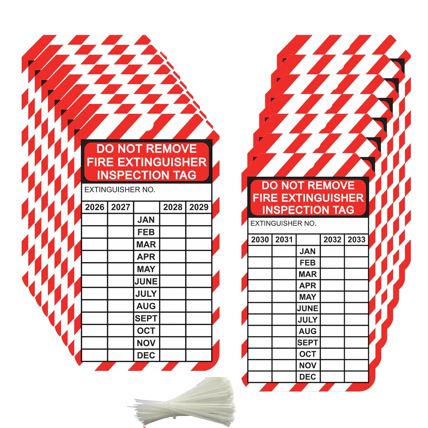 25 Pcs Fire Extinguisher Tags with Adjustable Wire Ties Monthly Inspection Record Tag - 3.25 x 5.75 Inch 2026-2033 Fire Ex...