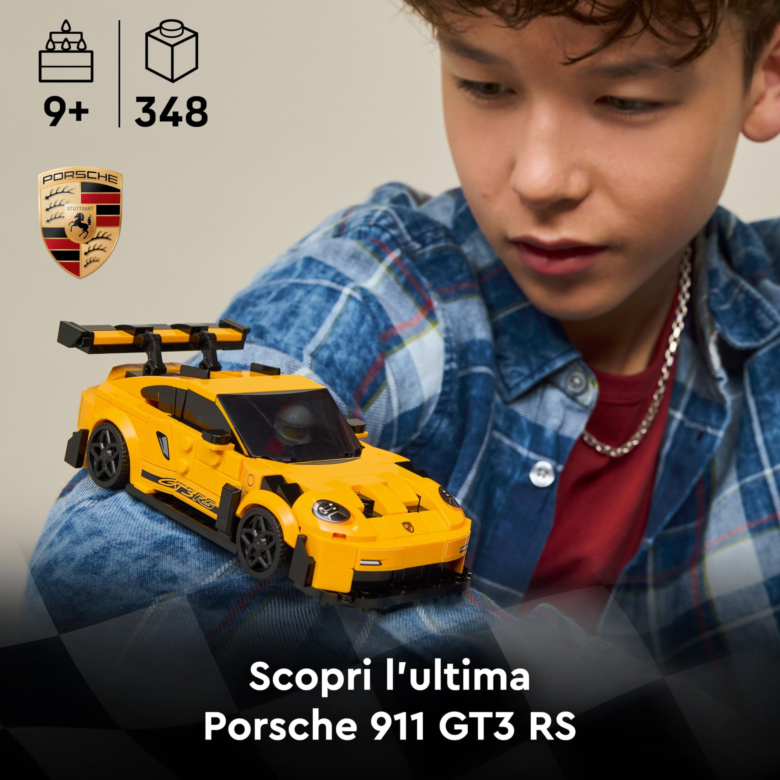 LEGO Speed Champions Super Car Porsche 911 GT3 RS - Modellino di Auto con Minifigure del Pilota - Macchina Giocattolo per Bambini da 9 Anni - Regalo di Compleanno - 77239